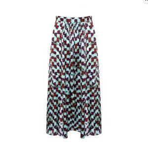 NWT Hunter Bell Subway Tile Tucker Skirt 100% Silk Size 8